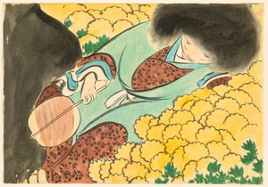 Yüz Dünyanın Çiçekleri (Momoyogusa): Krizantem Çocuk (Kikujidō) by Kamisaka Sekka