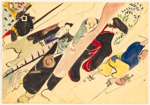 Yüz Dünyanın Çiçekleri (Momoyogusa): Otsu-e (Otsu-e) by Kamisaka Sekka