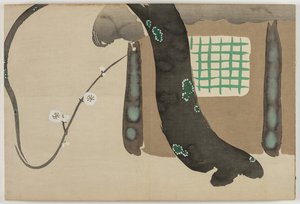 Yüz Dünyanın Çiçekleri (Momoyogusa): Saçak Kenarında Erik (Nokiba no ume) by Kamisaka Sekka