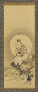 Benten Sarasvati bir kayanın üzerine oturmuş, Edo dönemi, 17. yüzyılın ortaları ile 18. yüzyılın başları.