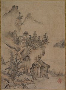 Bir Dağ Tapınağına Seyahat Eden Çinli Edebiyatçılar by Kano Hidemasa
