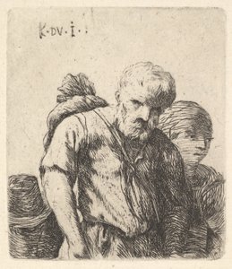 Sakallı adam, sağ omuz bıçağının üzerine sallanmış bir demet ile yarım uzunlukta gösterilmiştir, böğür..., yakl. 1641-78. by Karel Du Jardin