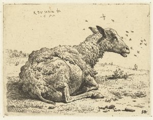 Sineklerle yatan koyun by Karel Du Jardin