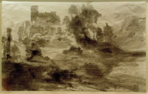 Kale (veya kilise) ile manzara by Carl Blechen