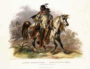 At Sırtında Bir Karaayaklı Kızılderili, Leopold Beyer (1784-c.1870) 1843 (aquatint) tarafından oyulmuş 
