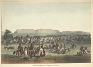 Piekann Kızılderililerinin kampı, pub. 1842 by Karl Bodmer