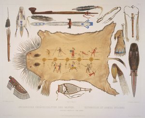 A. Zschokke ve J. Hurliman tarafından oyulmuş Hint mutfak eşyaları ve silahları, 1840