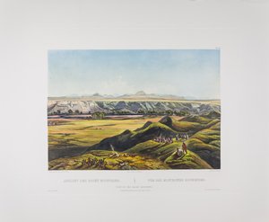 Tablo 44. Rocky Dağları#39;nın görünümü, Bodmer#39;s America, c.1836-43 (kağıt üzerine bakır levha gravür) by Karl Bodmer
