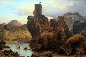 Şövalye kalesi - kaya kalesi by Carl Friedrich Lessing