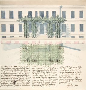 Bir Binanın Cephesinin Yükseltisi ve Planı, 1840. by Karl Friedrich Schinkel
