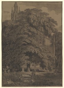 Bir Ağacın Sakladığı Gotik Kilise, 1810. by Karl Friedrich Schinkel