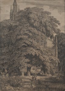 Oaks arasında Gotik Kilise, 1810. by Karl Friedrich Schinkel