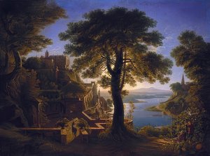 Nehir üzerinde kale. 1820 by Karl Friedrich Schinkel