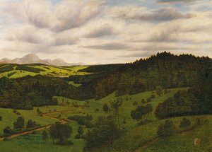 Wendelstein ile Schliersee yakınlarındaki Yukarı Bavyera manzarası by Karl Haider