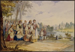 Festival Elbiseli Rus köylü kızları, 1845