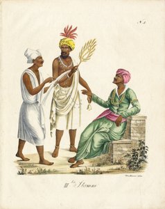 Geleneksel Kıyafetleriyle Hintli Erkekler (baskı) by Karl Joseph Brodtmann