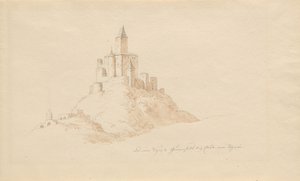 Ren Nehri üzerindeki Kaub yakınlarındaki eski Gutenfels Kalesi by Karl Julius Von Leypold