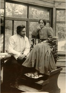 Yazar Leonid Andreyev ve eşi Alexandra Michailovna (s/b fotoğraf) by Karl Karlovich Bulla