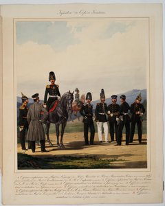 Infanterie du corps de grenadiers - Rus İmparatorluk Grenadier birliklerinin piyadeleri - Piratsky, Karl Karlovich (1813-1889) - 1867 - Renkli litografi - 56x45 - Özel Koleksiyon by Karl Karlovich Piratsky