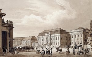 Unter Den Linden, Berlin, 1840 dolayları (suluboya) by Karl Loeillot de Mars