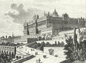 Kraliyet Sarayı, Madrid, İspanya (gravür) by Karl Muller