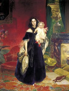 Maria Arkadyevna Stolypina Beck 1819-1889, kızıyla birlikte, 1840. by Karl Pavlovich Bryullov