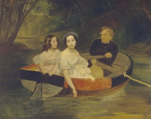 Barones Yekaterina Meller-Zakomelskaya ve kızıyla bir teknede otoportre, 1833-1835 by Karl Pavlovich Bryullov