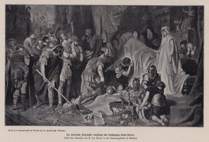 Ölmekte olan Büyük İskender ordusunun saygısını alıyor, Babil, MÖ 323 (lito) by Karl Theodor von Piloty
