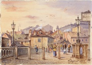Wien Nehri üzerindeki Magdalenen Köprüsü by Karl Wenzel Zajicek