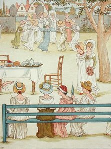 Bir bahçe partisi (renkli taş) by Kate (after) Greenaway