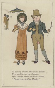 Tommy Snooks ve Bessie Brooks olarak (renkli taş) by Kate (after) Greenaway