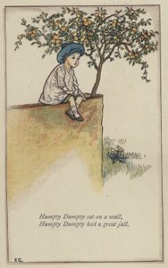 Humpty Dumpty bir duvara oturdu (renkli taş) by Kate (after) Greenaway