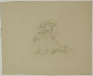 Köpekli iki çocuk by Kate Greenaway