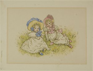 Bonnetli İki Küçük Kız by Kate Greenaway