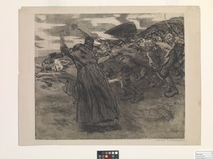 Losbruch (Salgın) (dağlama ve yumuşak zemin dağlama) by Käthe Kollwitz