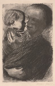 Kucağında Çocuklu Anne by Käthe Kollwitz