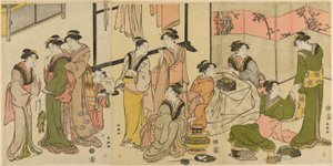 Kotatsu çevresinde by Katsukawa Shuncho