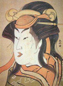 Kadın rolündeki Japon erkek aktörün başı, c.1787-88 (tahta baskı) by Katsukawa Shuncho