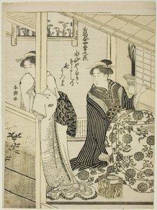 Kışın Nergis, "Dört Mevsim Çiçekleri Üzerine Seçilmiş Odes (Shuku awase, shiki no hana)" dizisinden by Katsukawa Shuncho