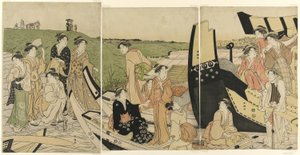 Bir İskelede Zevk Tekneleri by Katsukawa Shuncho