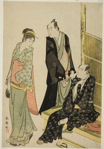 Aktörler Onoe Matsusuke I ve Ichikawa Omezo I bir Çayevinde by Katsukawa Shuncho