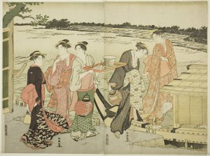 Bir zevk teknesine binen kadınlar by Katsukawa Shuncho
