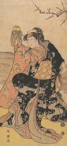 Dördüncü Iwai Hanshiro Kristal Küre Tutan ve Kıyıda Dans Eden Bir Kadın Olarak ..., ca. 1788. by Katsukawa Shun