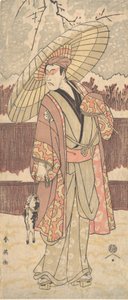 Dördüncü Matsumoto Koshiro, Şemsiye Altında Yürüyen Bir Adam olarak, ca. 1796. by Katsukawa Shun