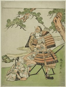 Savaşçı Kusunoki Masashige (1294-1336) Oğlu Masatsura'ya Veda Etmek, yaklaşık 1780 (renkli tahta baskı; chuban) by Katsukawa Shunsei