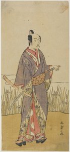 (Samuray Rolünde Bambu Flüt Tutan Oyuncu) by Katsukawa Shunsho