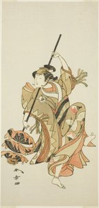 Aktör Iwai Hanshiro IV, “Flower of Japan: Ono no Komachi's Five Characters”de (“Kuni no Hana Ono no Itsumoji”) Üçlü Şemsiye Dansı Yapıyor by Katsukawa Shunsho