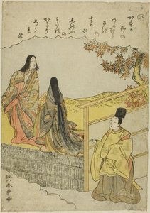 "Ben": "Modaya Uygun Brokar Resimlerde Ise Masalları (Furyu nishiki-e Ise monogatari)" serisinden Çağın Gelişi by Katsukawa Shunsho