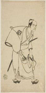 Aktör Arashi Otohachi I, Ayatsuri Kabuki Ogi Oyununda Hotei Ichiemon rolünde, Nakamura Tiyatrosu