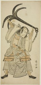 Aktör Ichikawa Danjuro IV, “Yoshitsune’nin Bin Kiraz Ağacı (Yoshitsune Sembon-zakura)” oyununda “Çapalı Tomomori (Ikari Tomomori)” sahnesinde Tokaiya Gimpei kılığında Taira no Tomomori rolünde by Katsukawa Shunsho